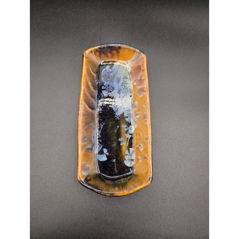 Bill Campbell Flambeaux Crystalline Pottery Trinket Dish 7 inches